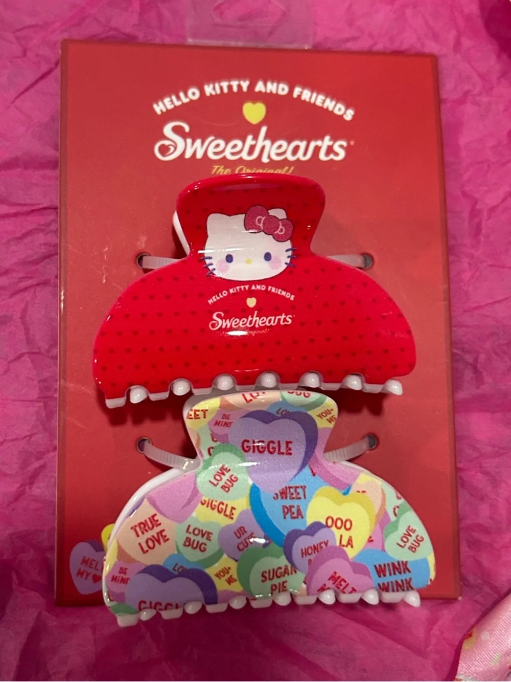 Hello Kitty BUNDLE: Patterned Bow Scrunchie Set, Earrings and Hair Clips. NWT